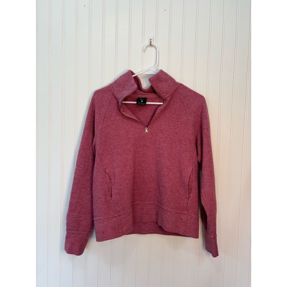 Nike Heathered Rose embroidered fleece Quarter-Zip Pullover